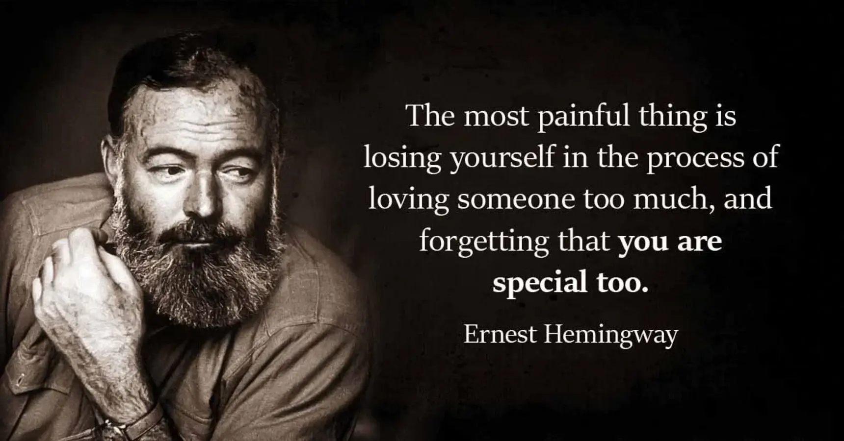 Losing yourself in love - Ernest Hemingway quote